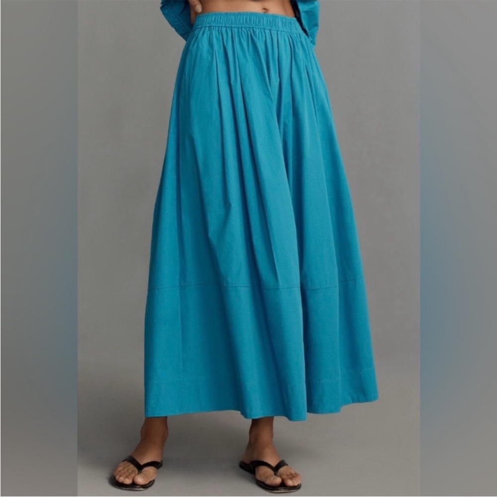 Turquoise Anthropologie Maeve Poplin Maxi Skirt NWT